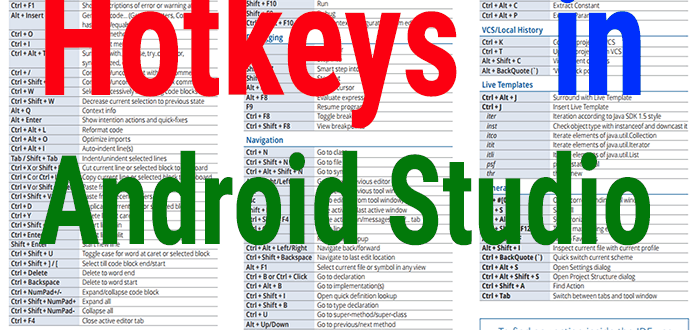 Горячие клавиши (hotkeys) в Android Studio