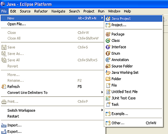 Создание нового проекта в Eclipse