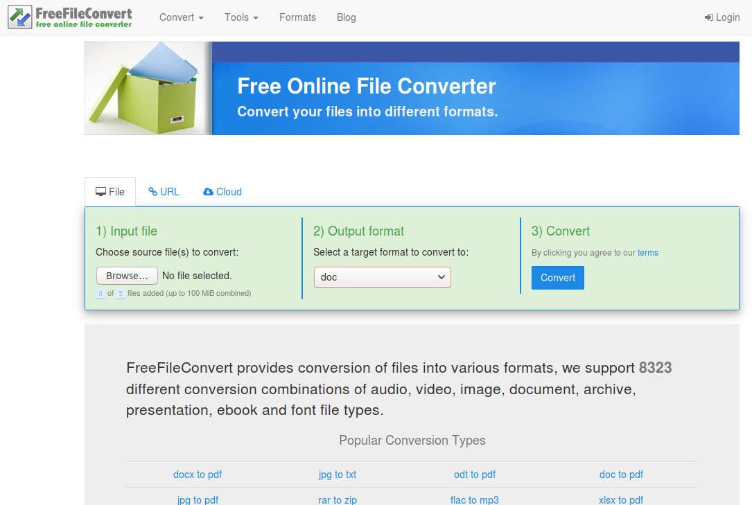 Онлайн-конвертер .docx в .doc от FreeFileConvert.com